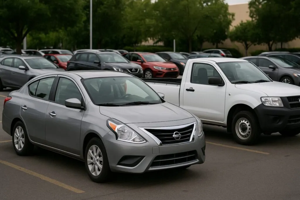Imagen editorial de autos más robados en México, incluyendo Nissan Versa y NP300, vinculados al aumento de riesgos y seguros