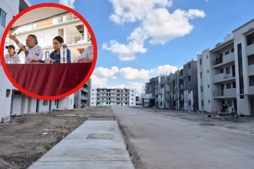 Obreros trabajan en viviendas seguras y sustentables en Tamaulipas como parte del programa Infonavit e ITAVU