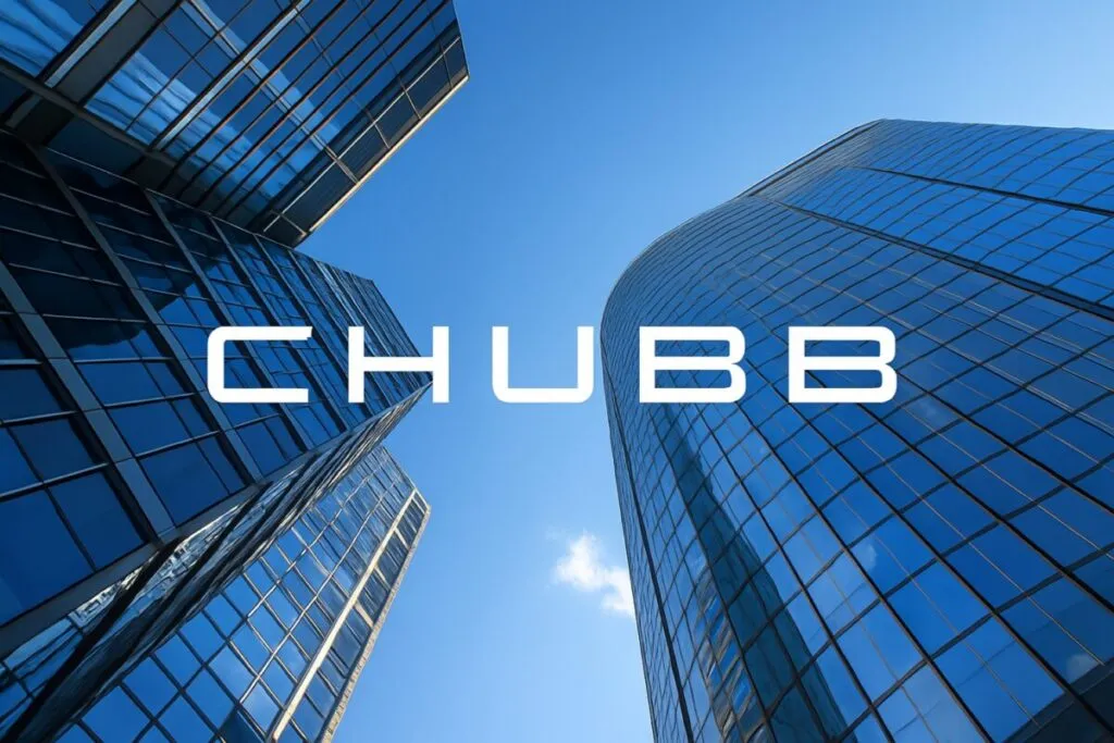 Fachada moderna de edificios corporativos de vidrio reflejante, con cielo azul, representando seguros inmobiliarios digitales de Chubb en México
