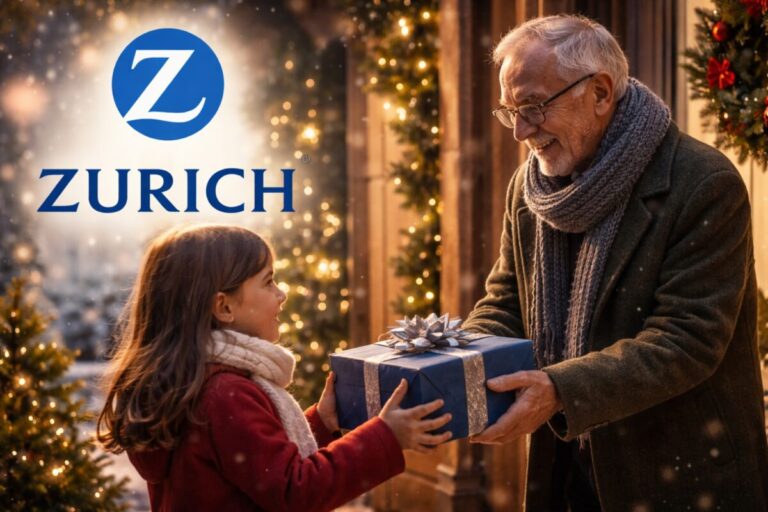 Escena navideña con una niña y un vecino mayor que representan la empatía en campaña navideña de Zurich Seguros