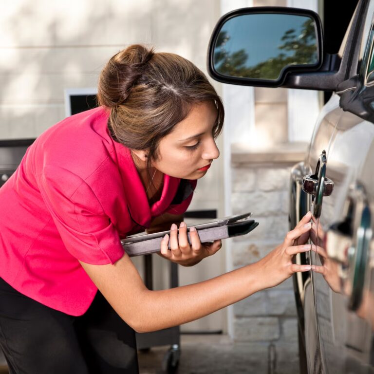 Valor y costo de reparación de auto evaluados por un ajustador durante una reclamación de seguro vehicular.