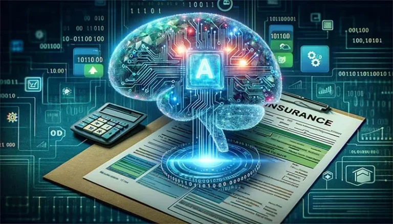 Reunión de ejecutivos de aseguradoras globales con pantallas de inteligencia artificial representando tecnología en seguros en 2026