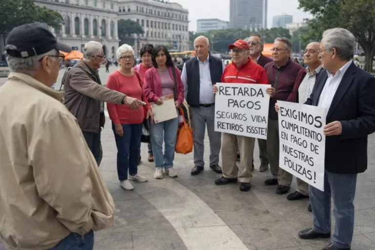 Jubilados ISSSTE protestan en Veracruz por retrasos en seguros y pagos pendientes de seguridad social